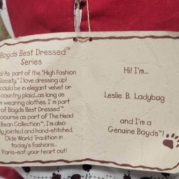 Boyds Bears Leslie B. Ladybug 15 inch Geniune Boyds Bear - New with tags - Picture 4 of 8